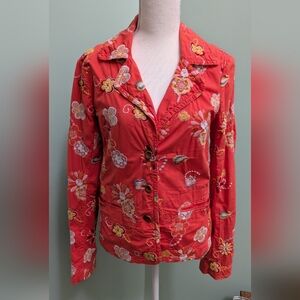 Johnny Was Orange Floral Paisely Women's Blazer, Sz S